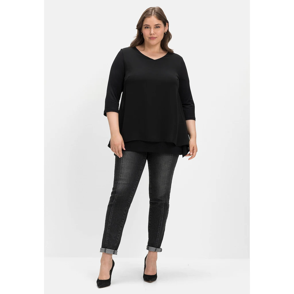 Sheego 3/4-Arm-Shirt »Große Größen« Mit Chiffon-Oberteil
