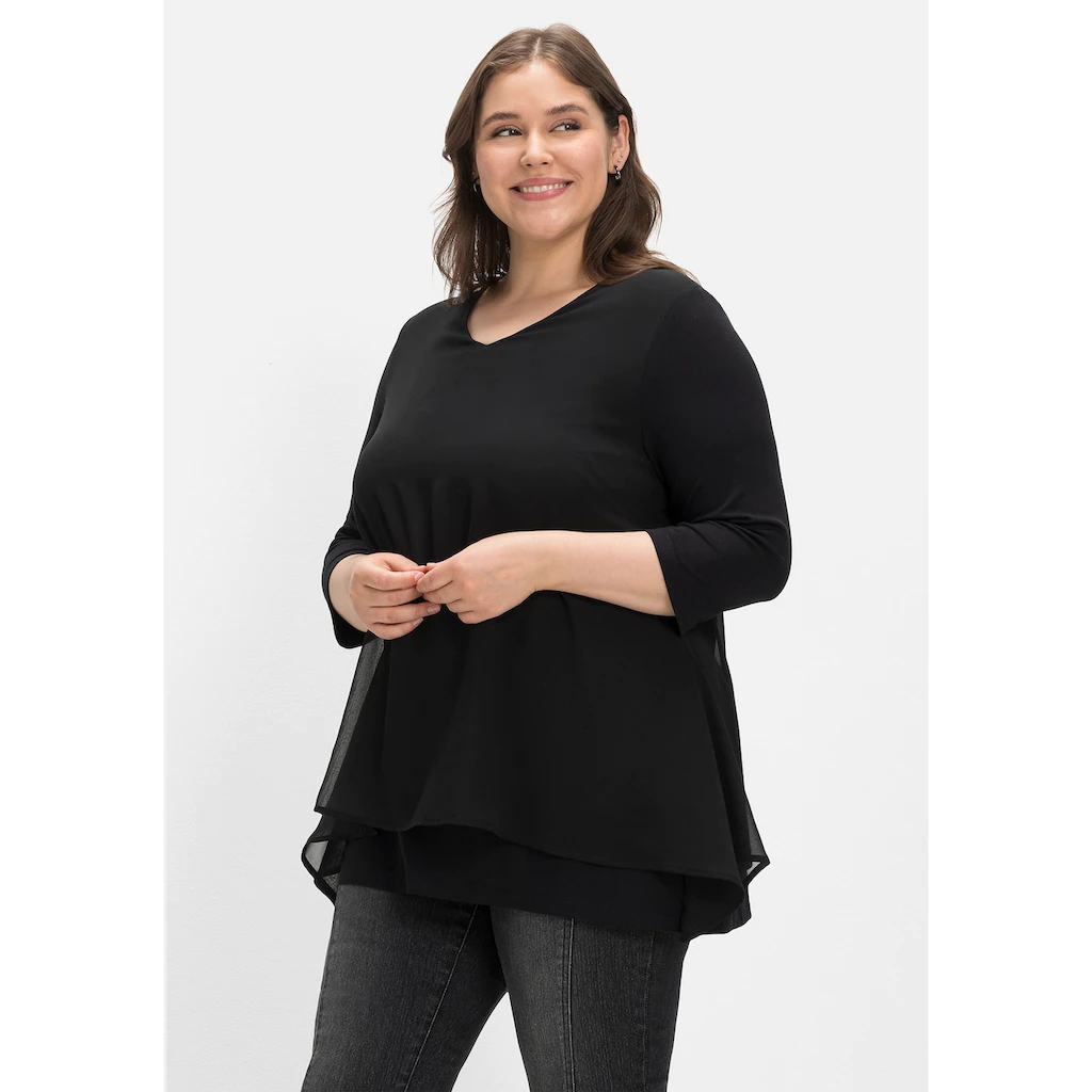 Sheego 3/4-Arm-Shirt »Große Größen« mit Chiffon-Oberteil