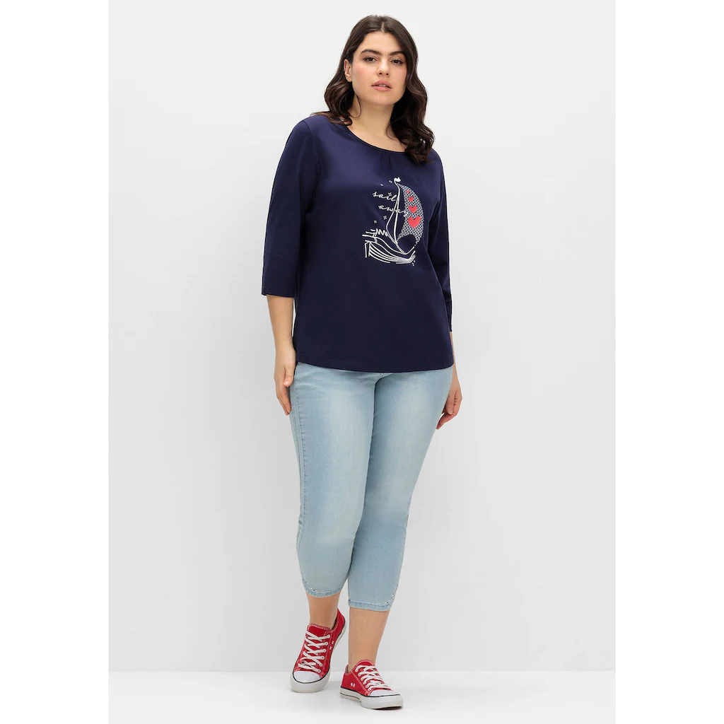 Sheego 3/4-Arm-Shirt »Große Größen« Mit Maritimen Frontdruck