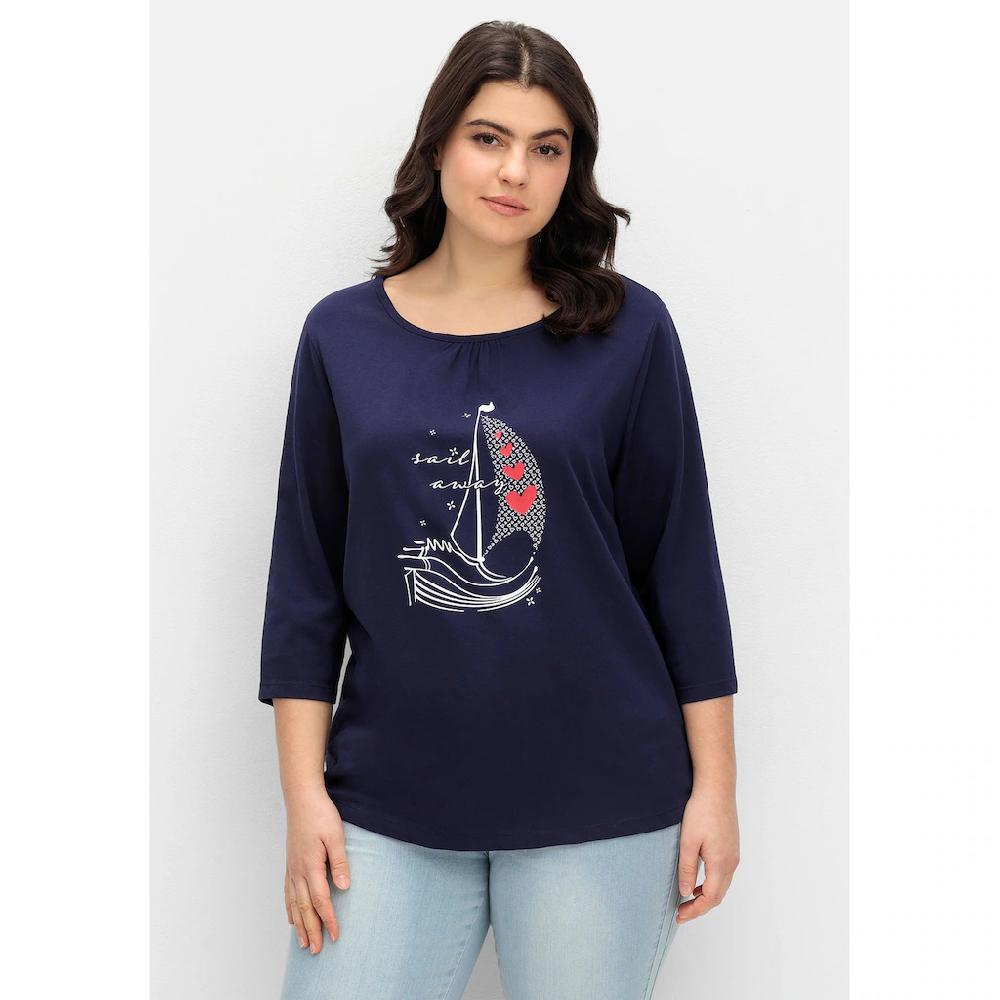 Sheego 3/4-Arm-Shirt »Große Größen« mit maritimen Frontdruck