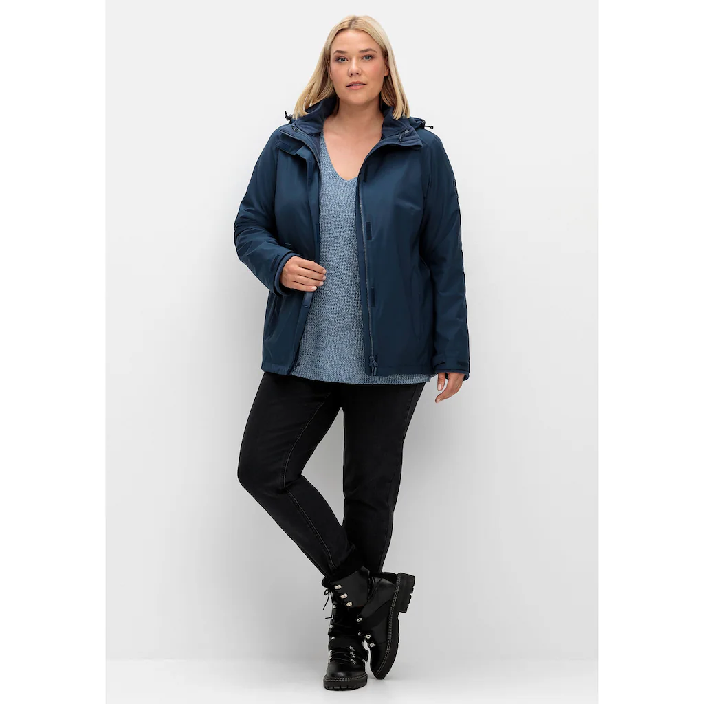 Sheego 3-in-1-Funktionsjacke »Große Größen« mit Kapuze mit Fleece-Innenjacke wind- und wasserdicht