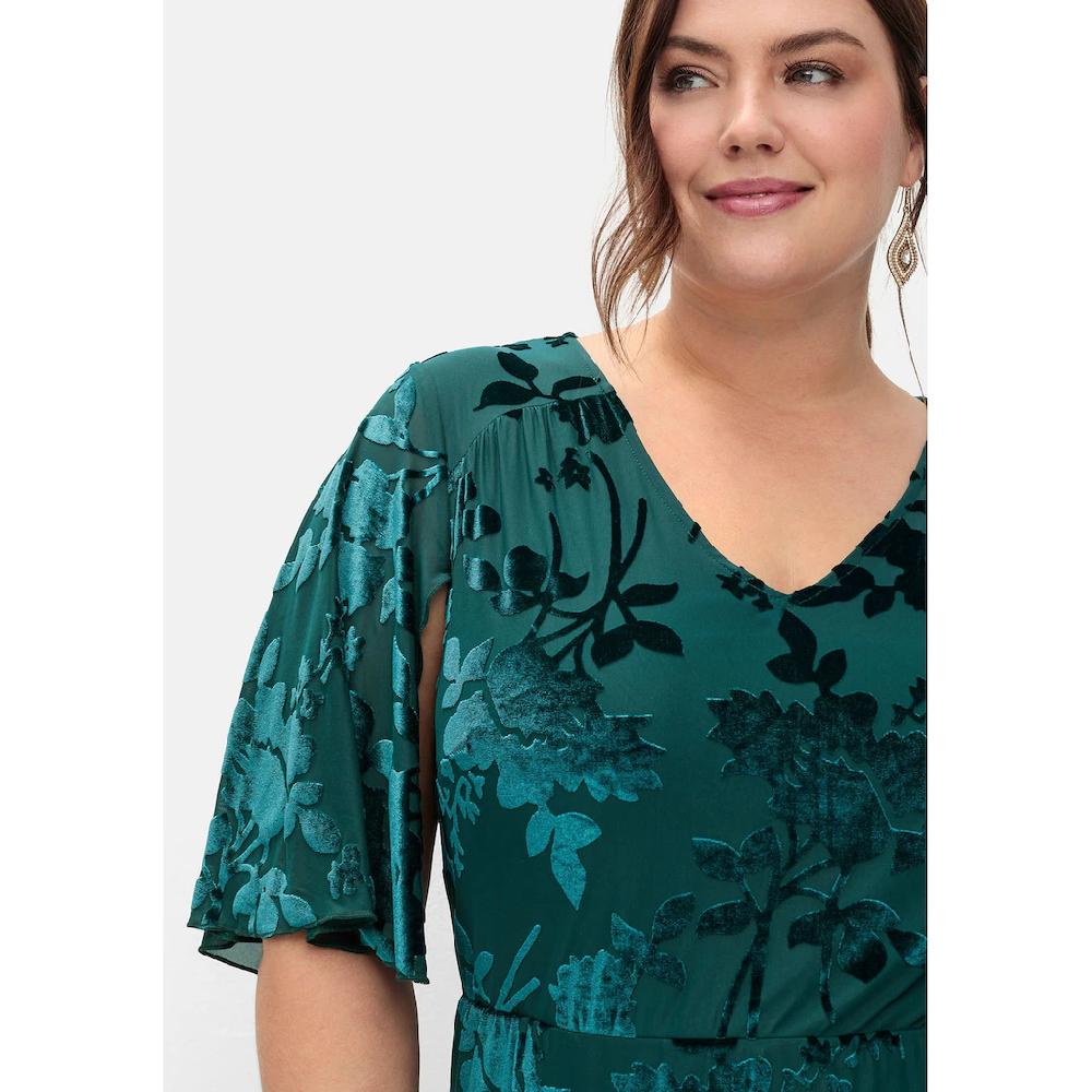 Sheego Abendkleid »Große Größen« Aus Mesh Mit Ausbrennermuster