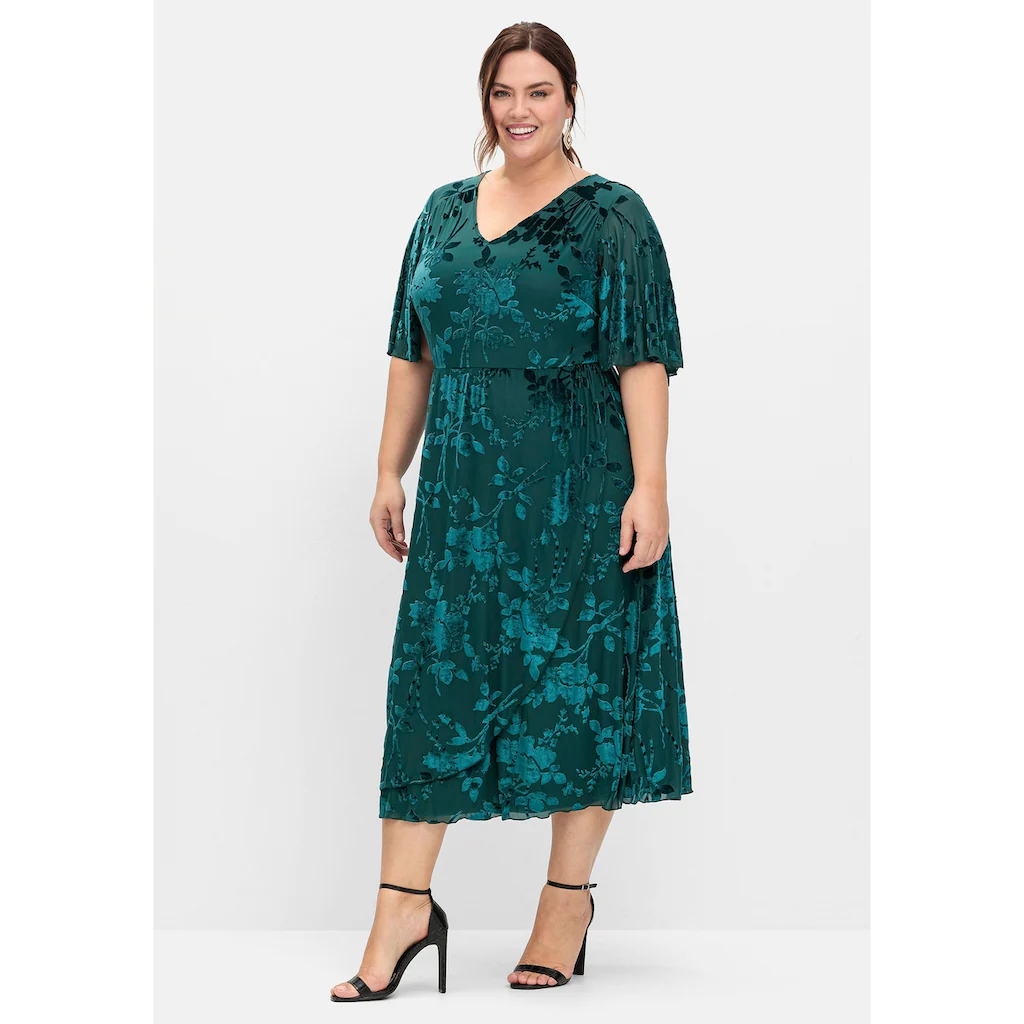 Sheego Abendkleid »Große Größen« aus Mesh mit Ausbrennermuster