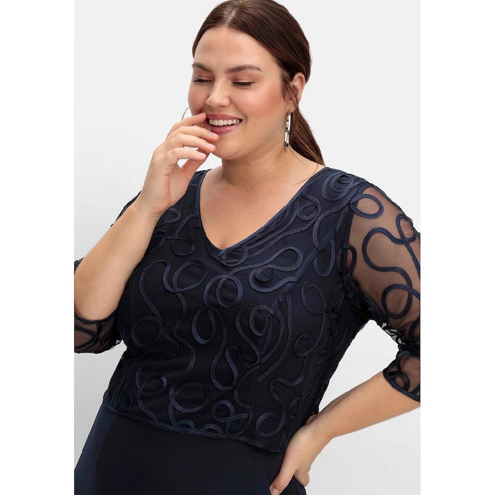 Sheego Abendkleid »Große Größen« Aus Mesh Mit Zierborten