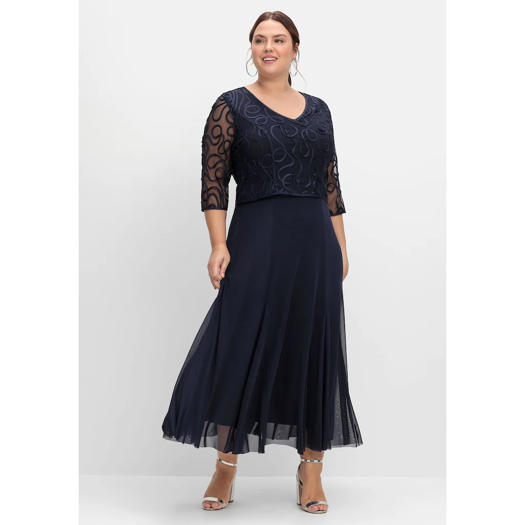 Sheego Abendkleid »Große Größen« Aus Mesh Mit Zierborten