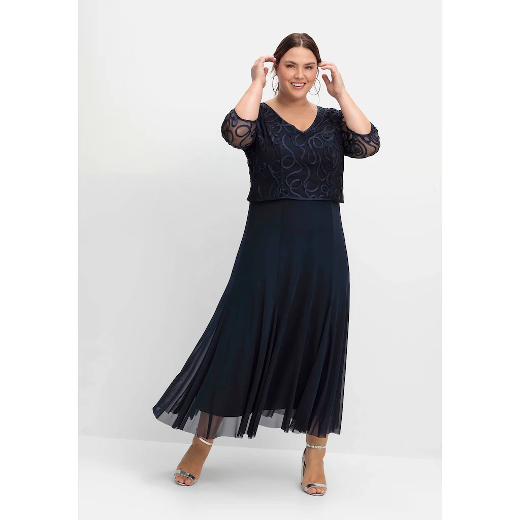 Sheego Abendkleid »Große Größen« aus Mesh mit Zierborten