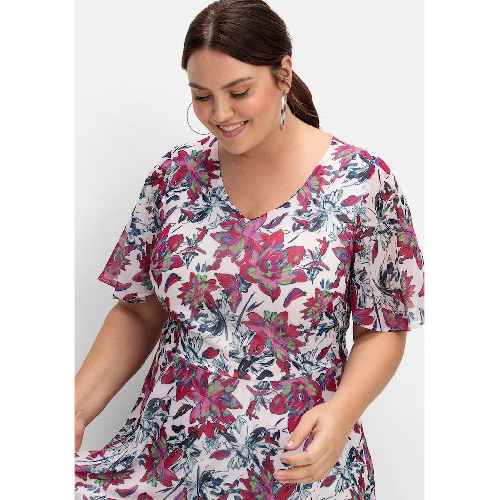 Sheego Abendkleid »Große Größen« Mit Blumenprint Blickdicht Gefüttert