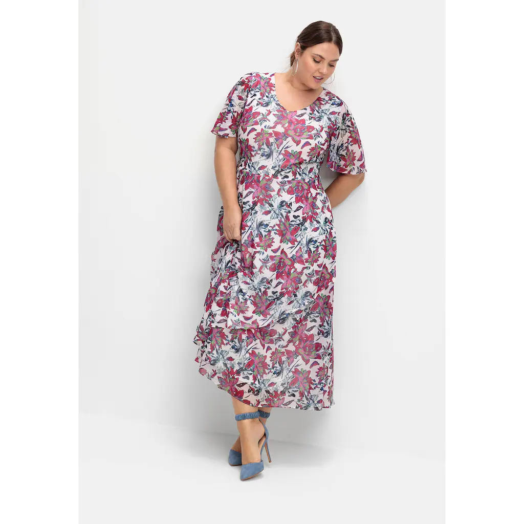 Sheego Abendkleid »Große Größen« Mit Blumenprint Blickdicht Gefüttert