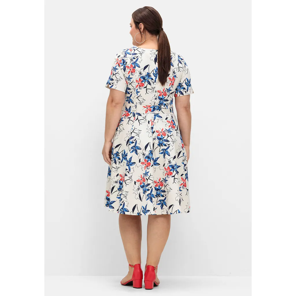 Sheego Abendkleid »Große Größen« Mit Blumenprint Und Stoffgürtel