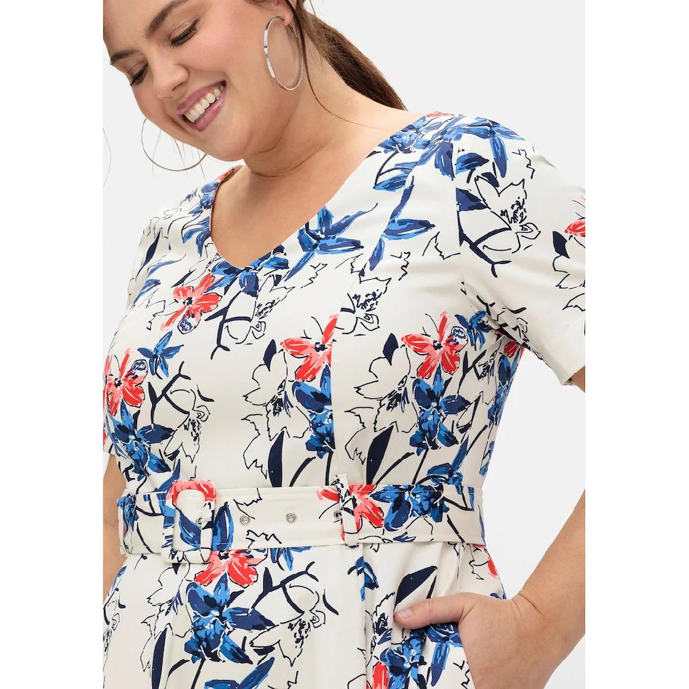 Sheego Abendkleid »Große Größen« Mit Blumenprint Und Stoffgürtel