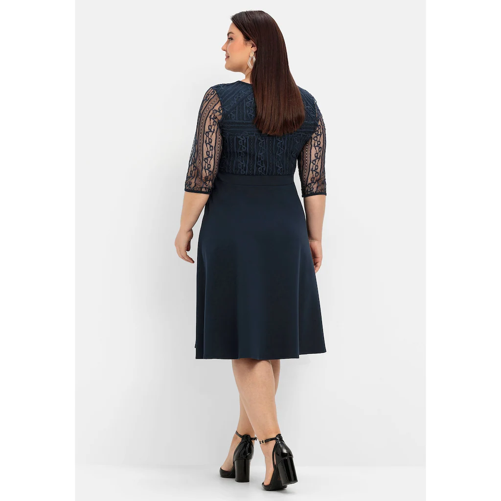 Sheego Abendkleid »Große Größen« Mit Floraler Spitze Und Chiffon-Ärmeln