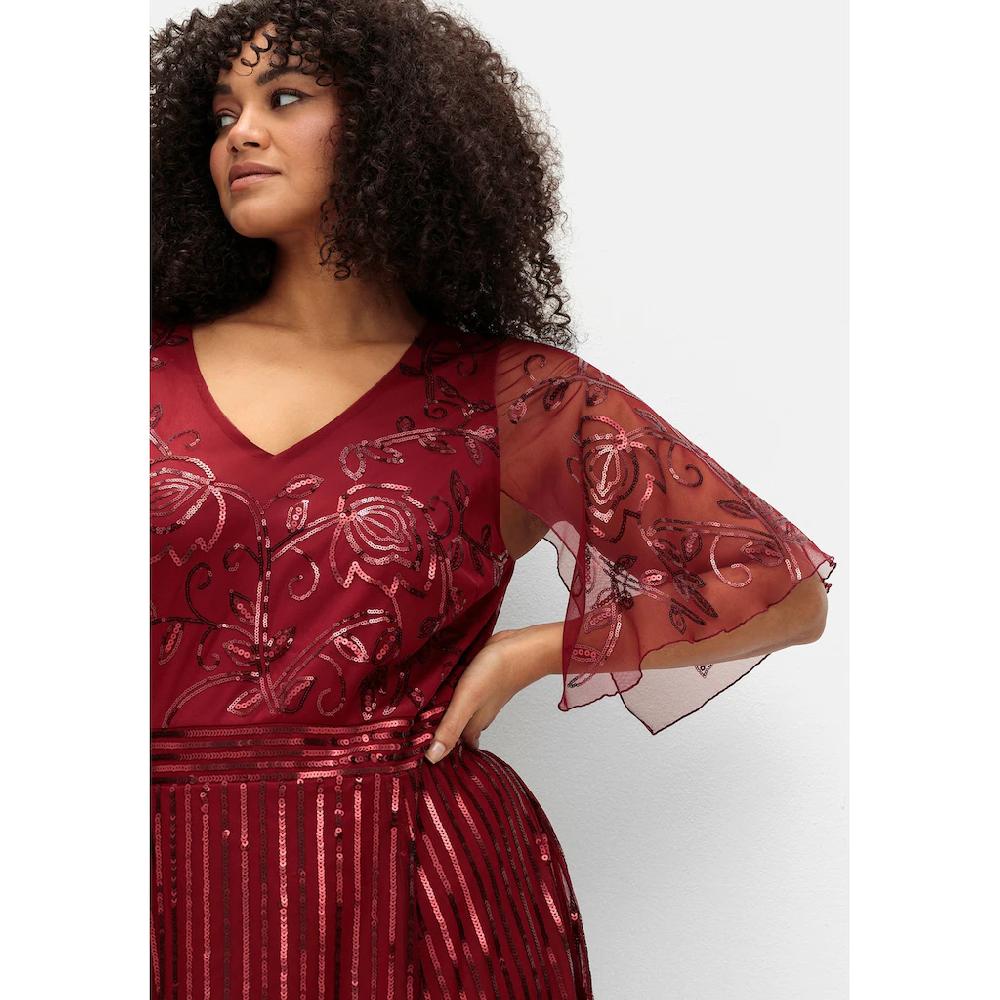 Sheego Abendkleid »Große Größen« Mit Pailletten Und Meshrock
