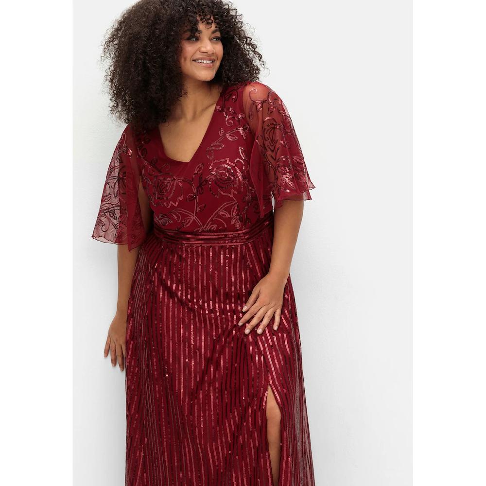 Sheego Abendkleid »Große Größen« Mit Pailletten Und Meshrock