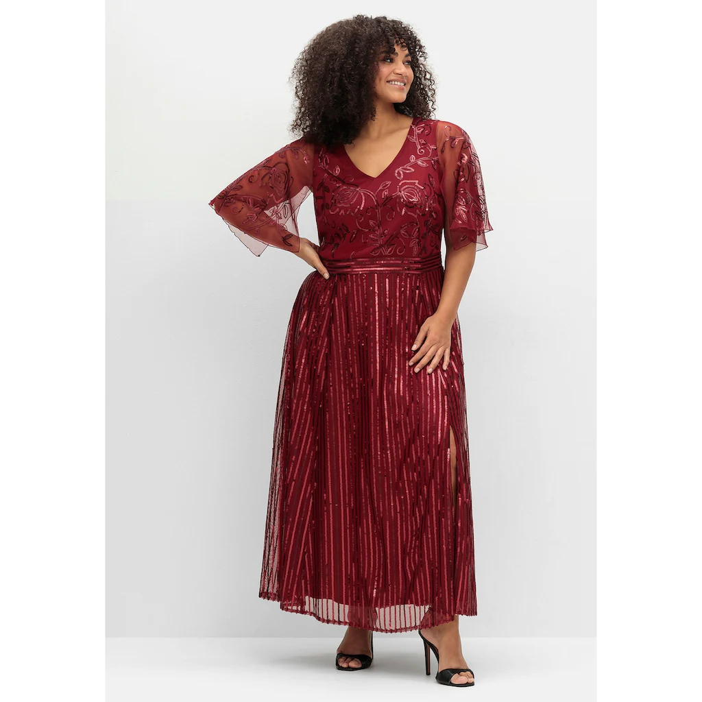 Sheego Abendkleid »Große Größen« mit Pailletten und Meshrock