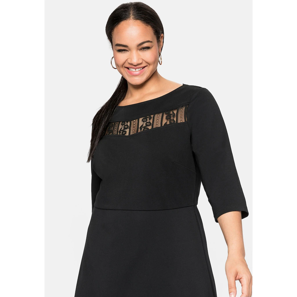 Sheego Abendkleid »Große Größen« Mit U-Boot-Ausschnitt Und Spitzeneinsatz