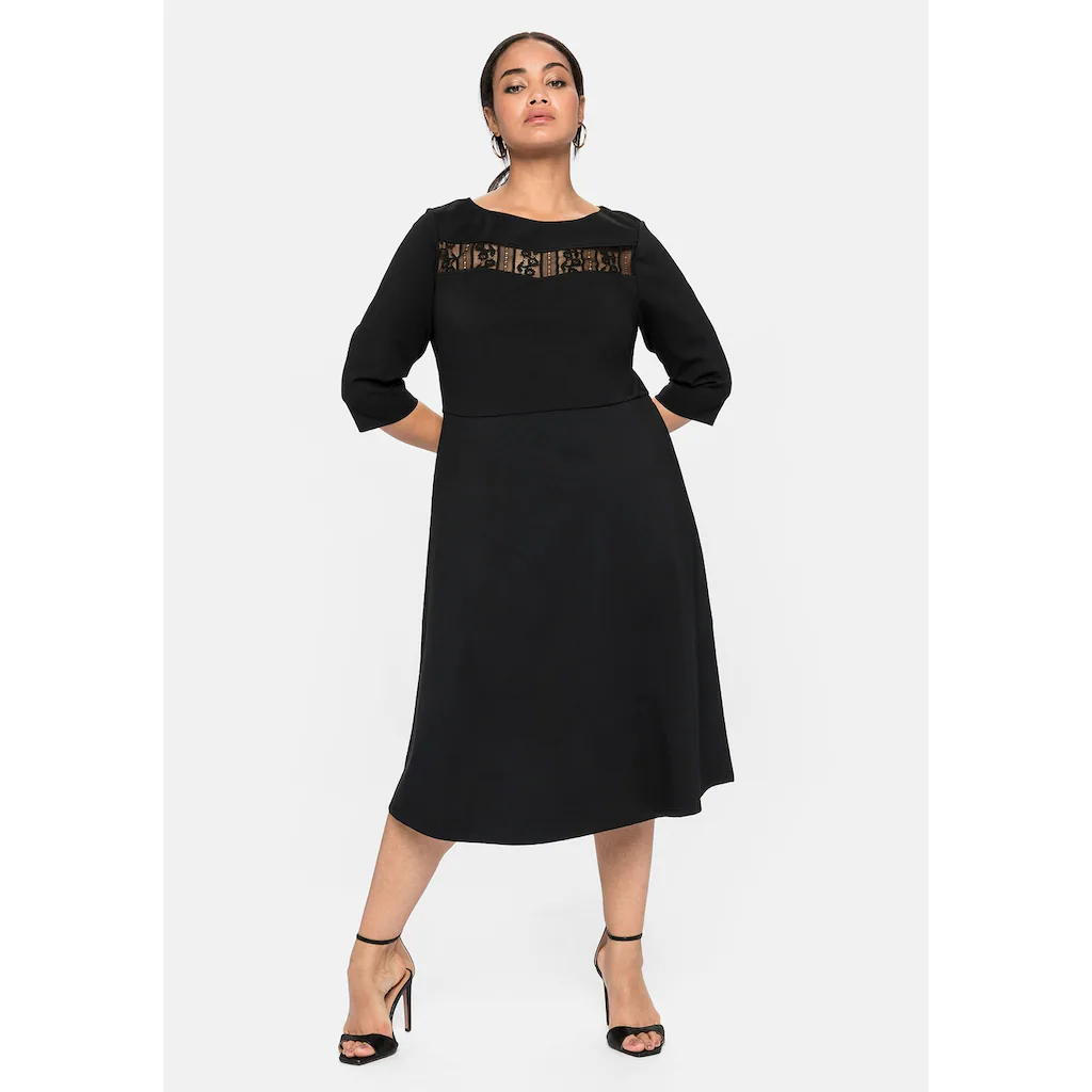 Sheego Abendkleid »Große Größen« mit U-Boot-Ausschnitt und Spitzeneinsatz