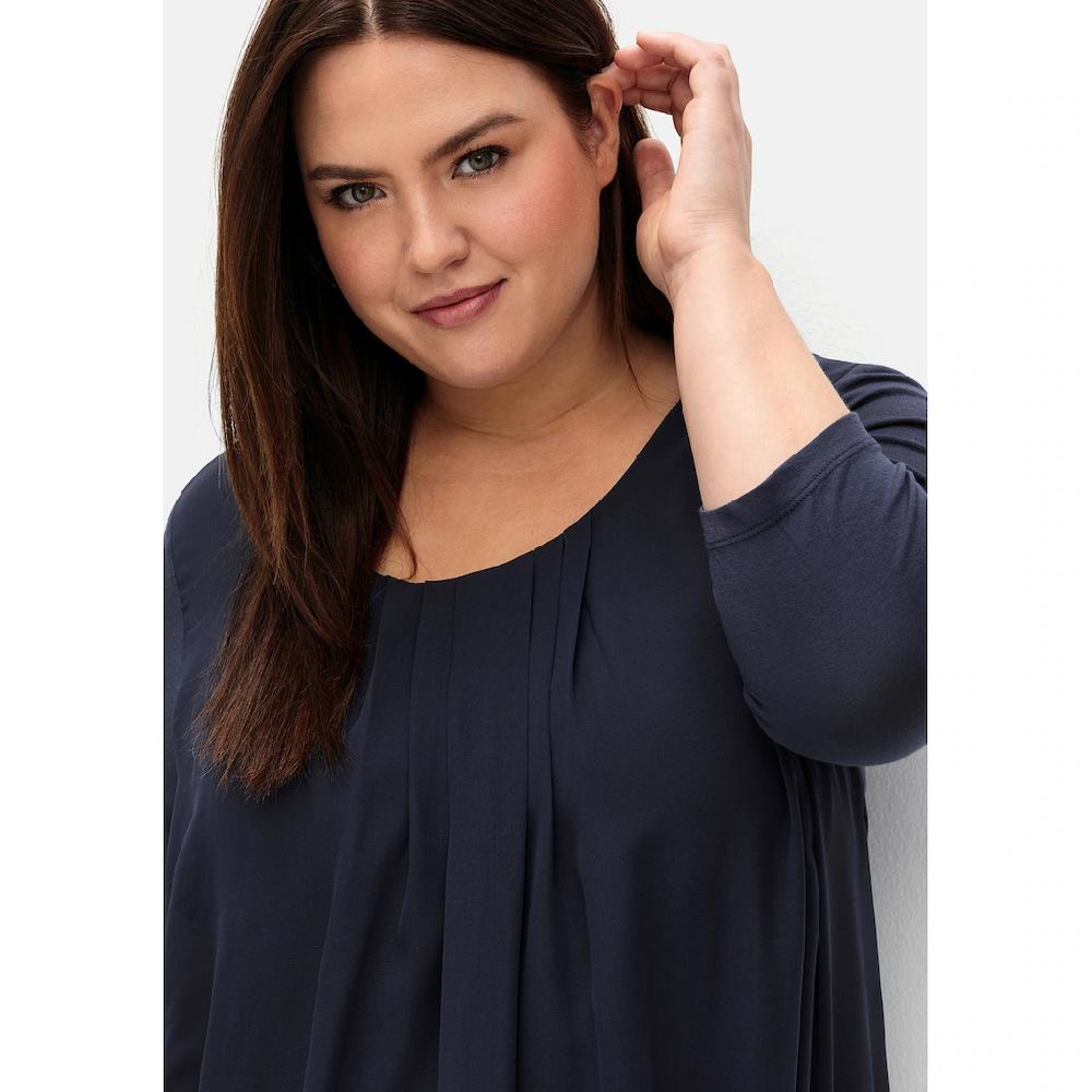 Sheego Blusenshirt »Große Größen« Mit Chiffon-Body Und 3/4-Ärmeln