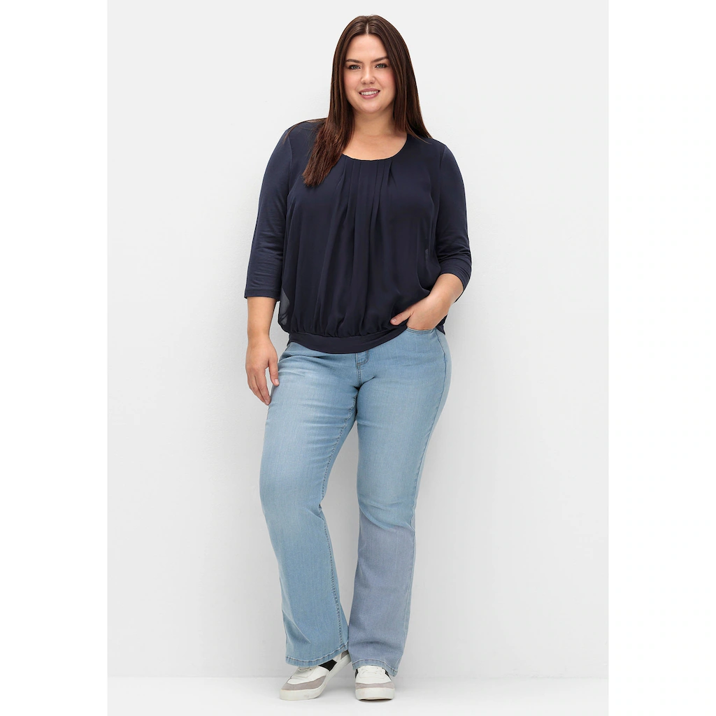 Sheego Blusenshirt »Große Größen« Mit Chiffon-Body Und 3/4-Ärmeln