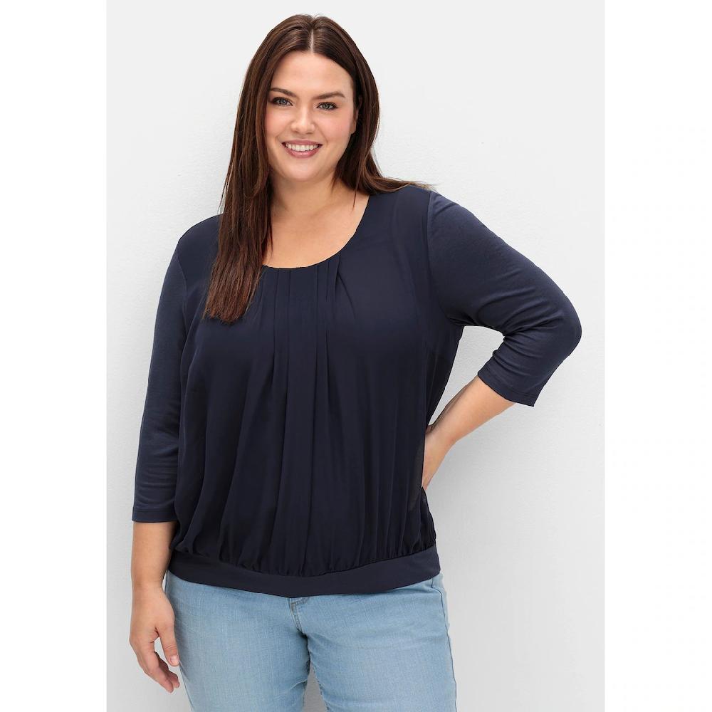Sheego Blusenshirt »Große Größen« mit Chiffon-Body und 3/4-Ärmeln