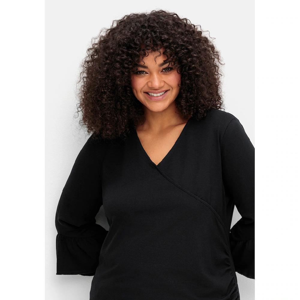 Sheego By Joe Browns 3/4-Arm-Shirt »Große Größen« In Wickeloptik Mit Volantärmeln