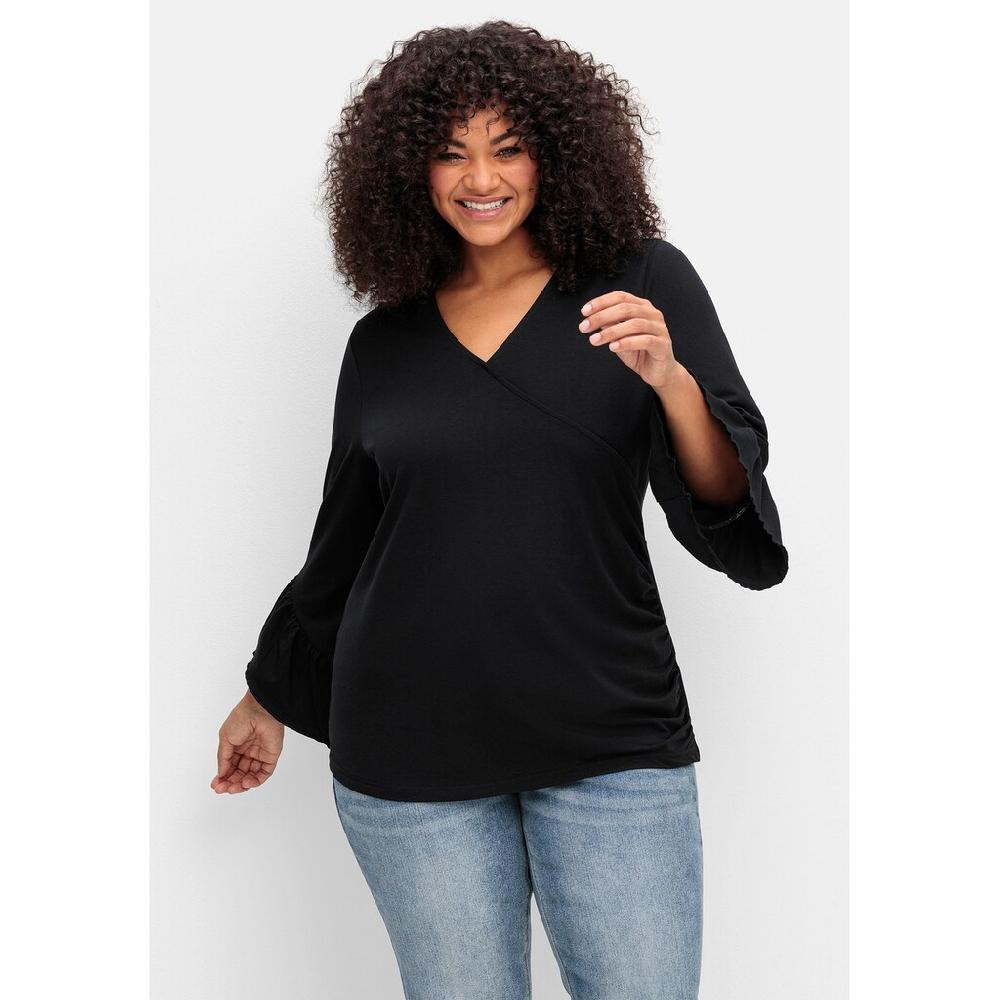 sheego by Joe Browns 3/4-Arm-Shirt »Große Größen« in Wickeloptik mit Volantärmeln