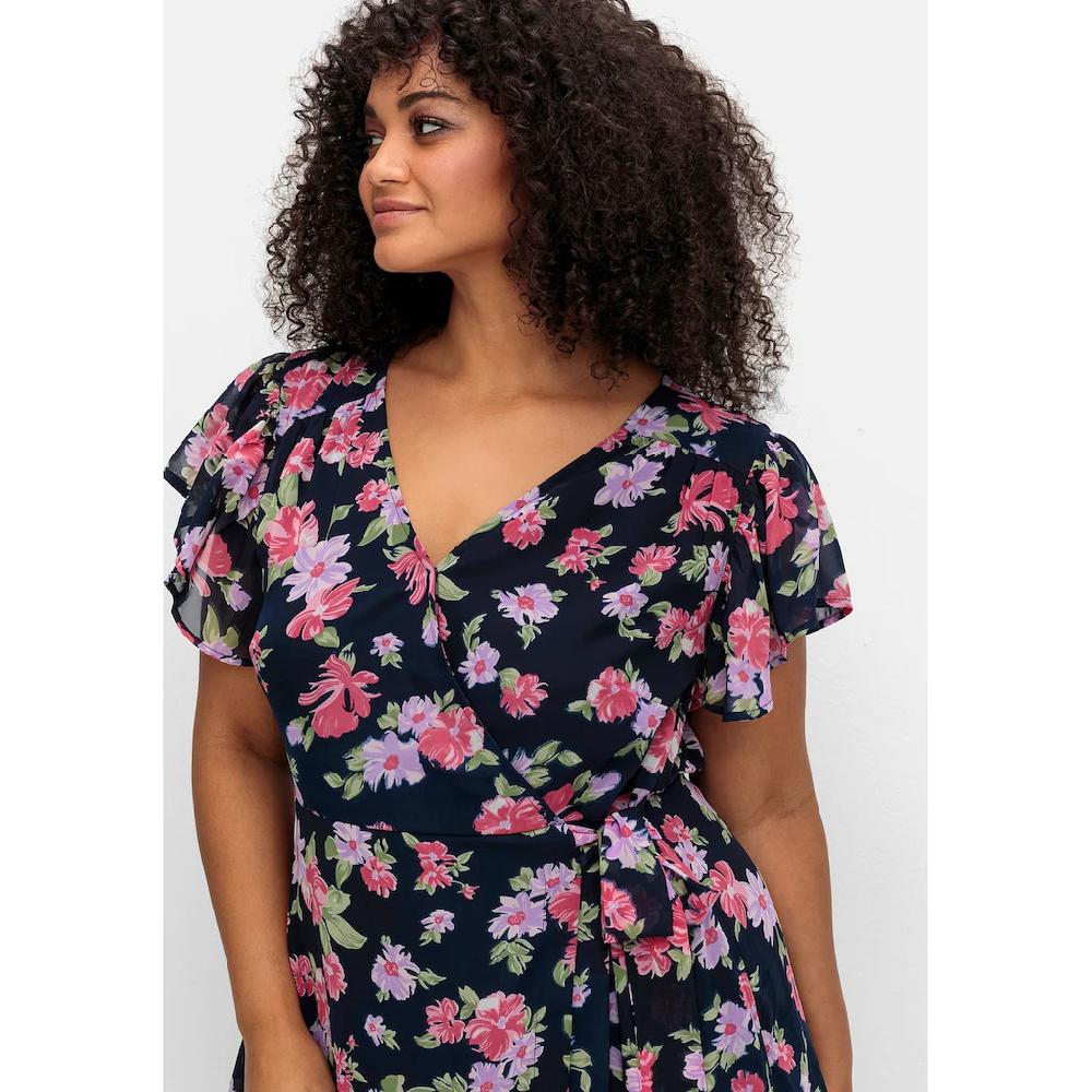 Sheego By Joe Browns Chiffonkleid »Große Größen« Mit Blumendruck Und Bindegürtel