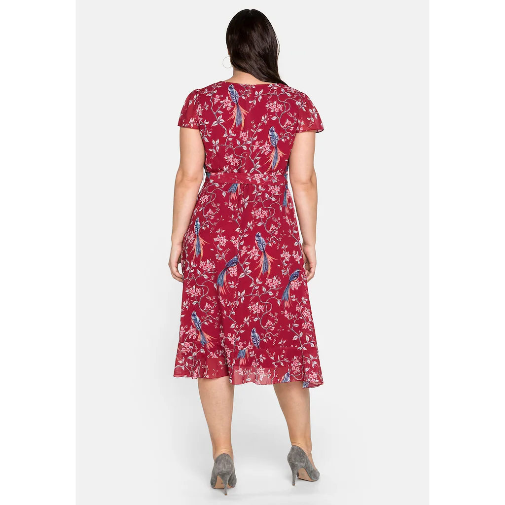 Sheego By Joe Browns Chiffonkleid »Große Größen« Mit Blumenprint Und Wasserfallkragen