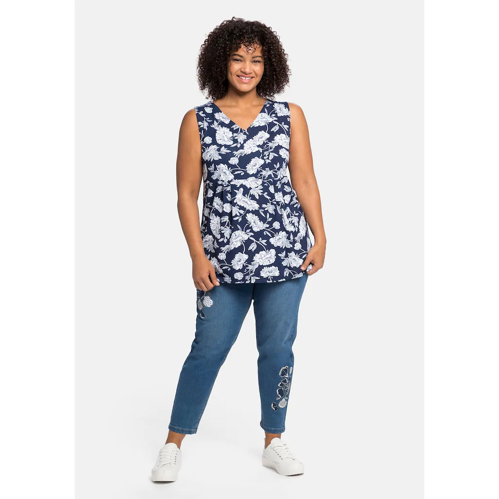 Sheego By Joe Browns Longtop »Große Größen« Mit Blumendruck Und Spitze Im Rücken