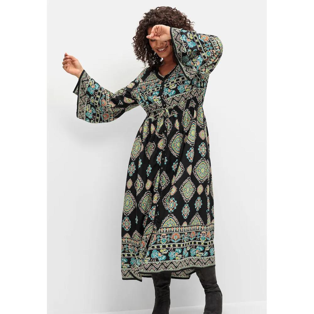 Sheego By Joe Browns Maxikleid »Große Größen« Im Boho-Stil Mit Trompetenärmeln