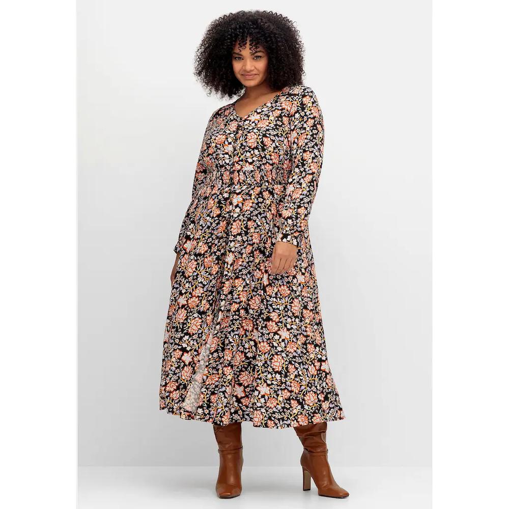 sheego by Joe Browns Maxikleid »Große Größen« mit Blumenprint und gesmokter Taille