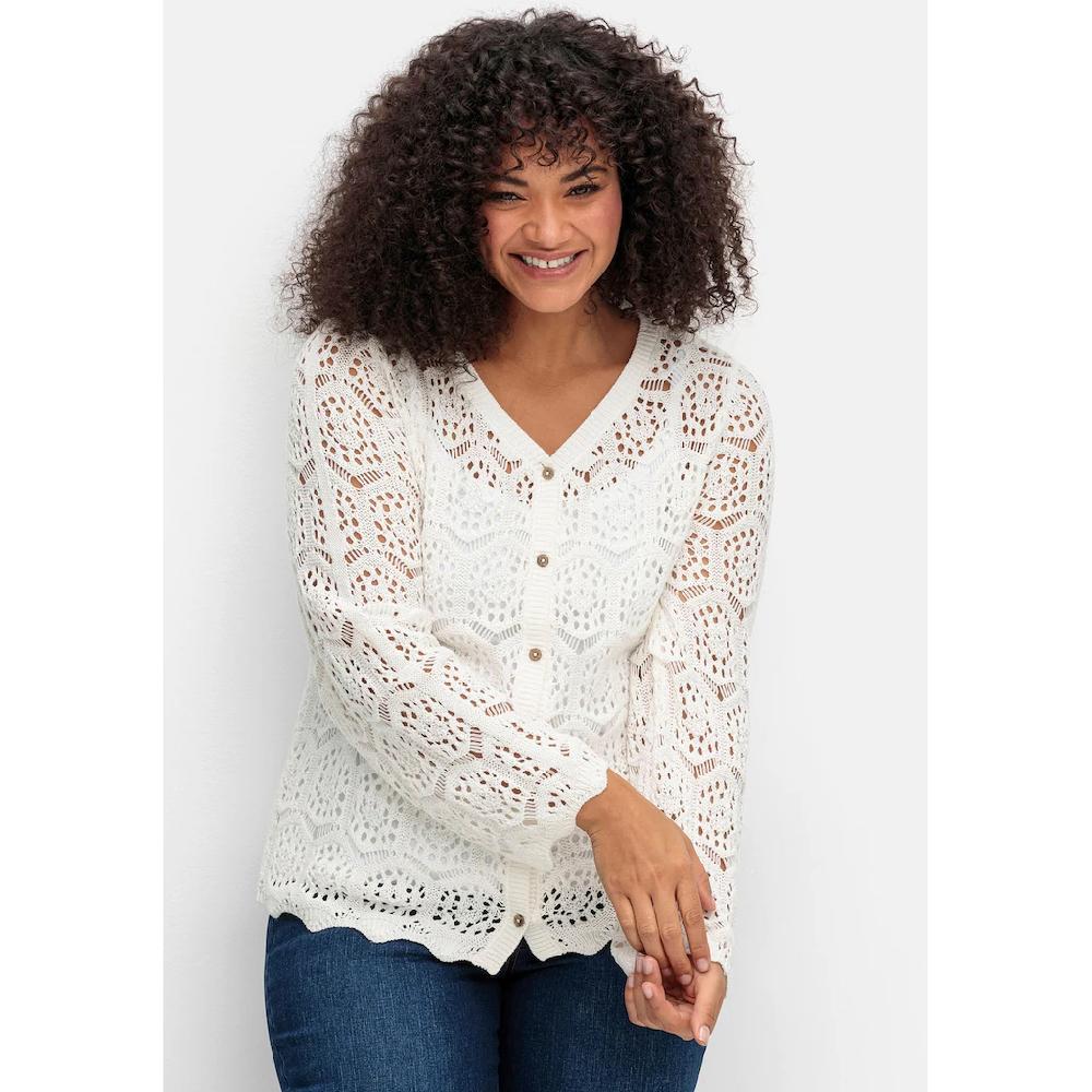 Sheego By Joe Browns Strickjacke »Große Größen« Aus Transparenter Häkelspitze