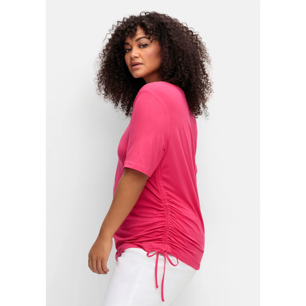Sheego By Joe Browns T-Shirt »Große Größen« Mit Seitlichem Tunnelzug Und Längerem Halbarm