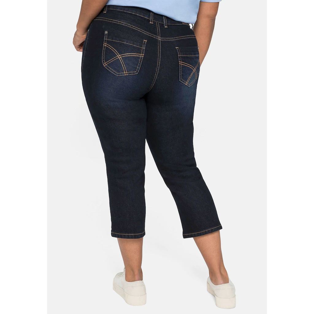 Sheego Caprijeans »Große Größen« Aus Baumwoll-Stretch Mit Kontrastnähten
