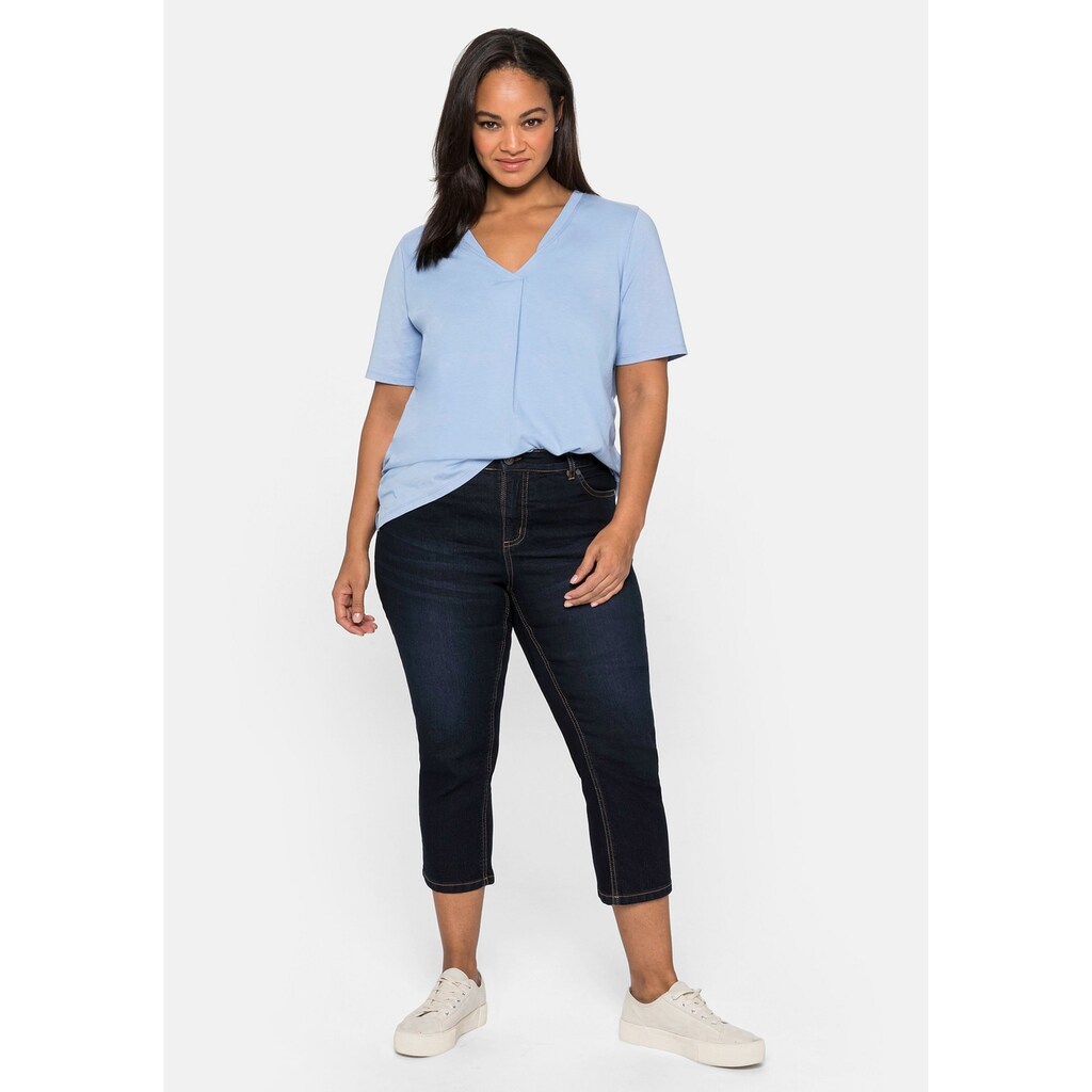 Sheego Caprijeans »Große Größen« Aus Baumwoll-Stretch Mit Kontrastnähten