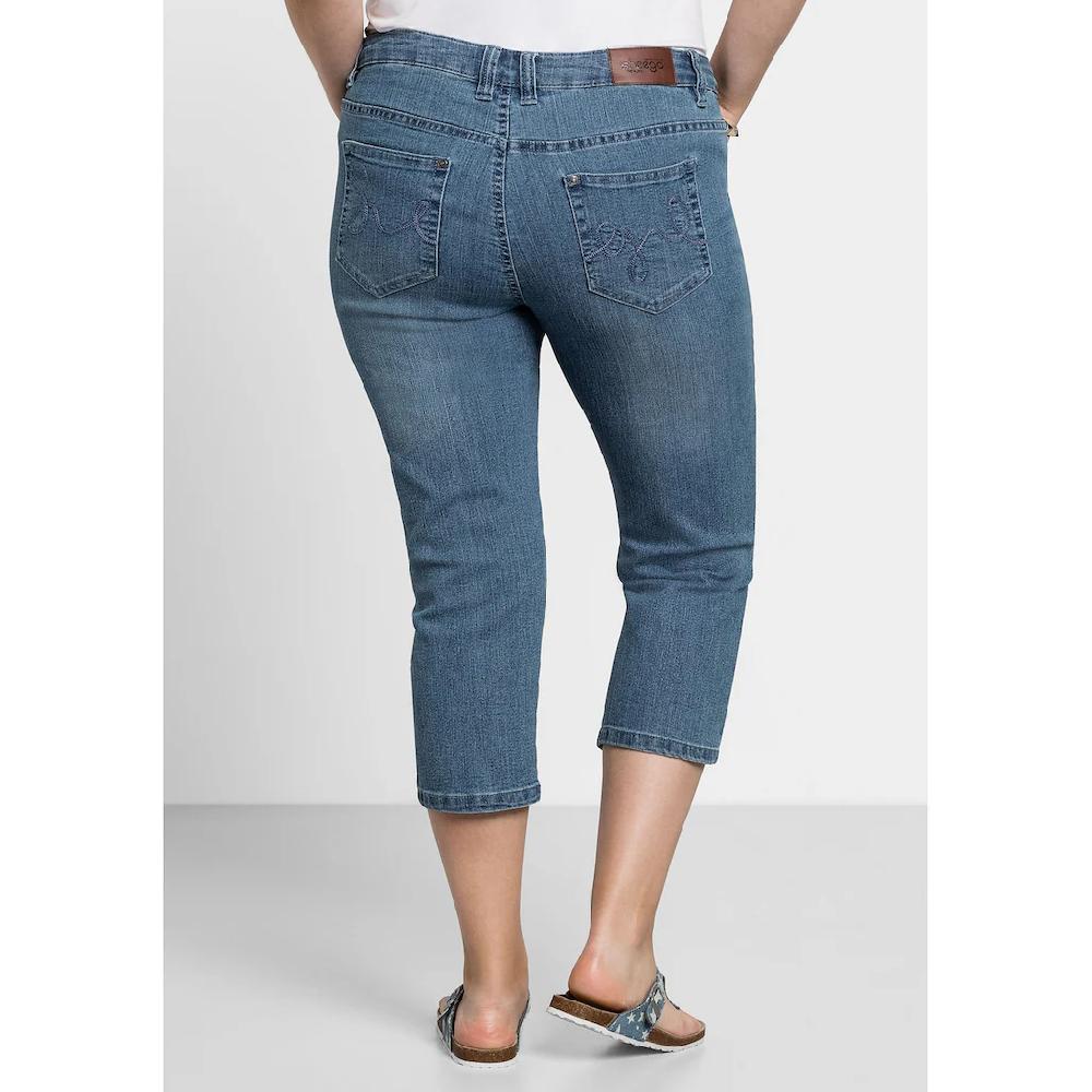 Sheego Caprijeans »Große Größen« Mit Used-Effekten