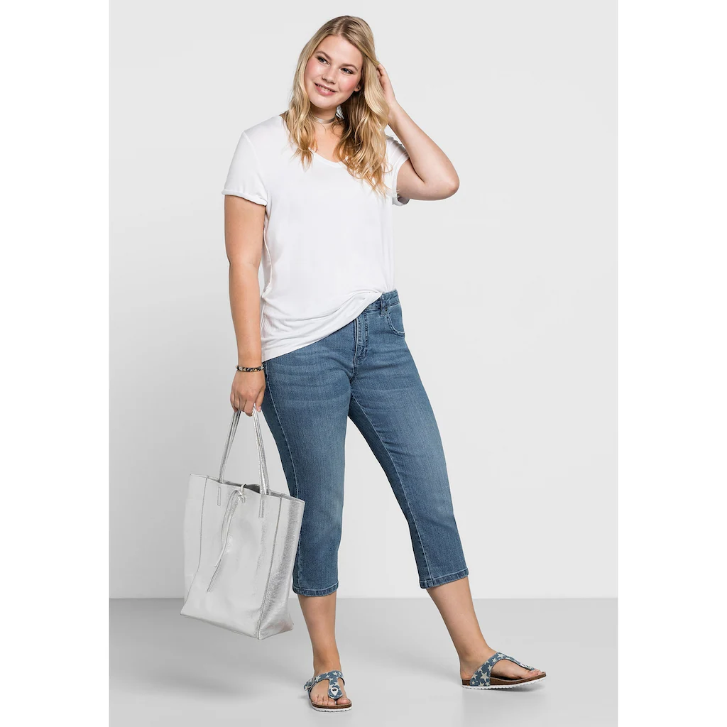 Sheego Caprijeans »Große Größen« Mit Used-Effekten