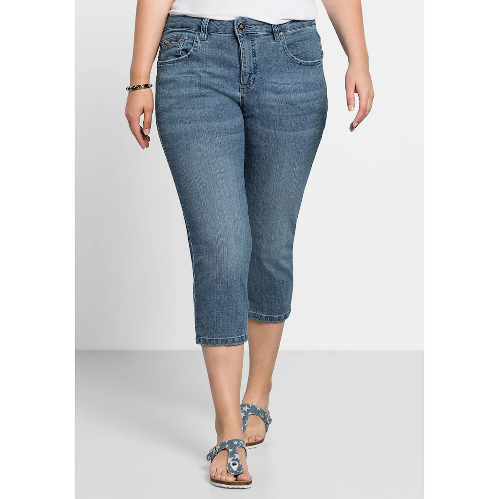 Sheego Caprijeans »Große Größen« mit Used-Effekten