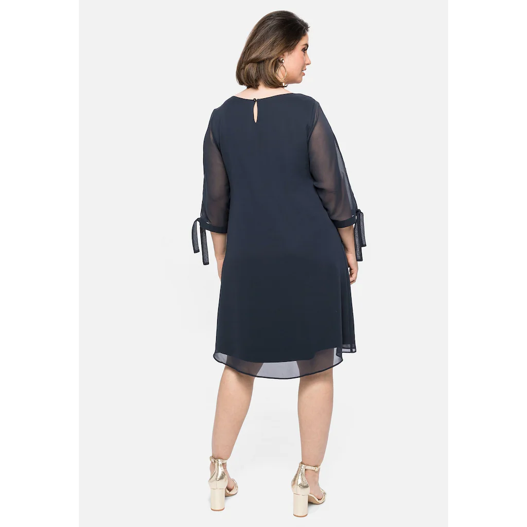 Sheego Chiffonkleid »Große Größen« Im Lagenlook Mit Geschlitztem Ärmel