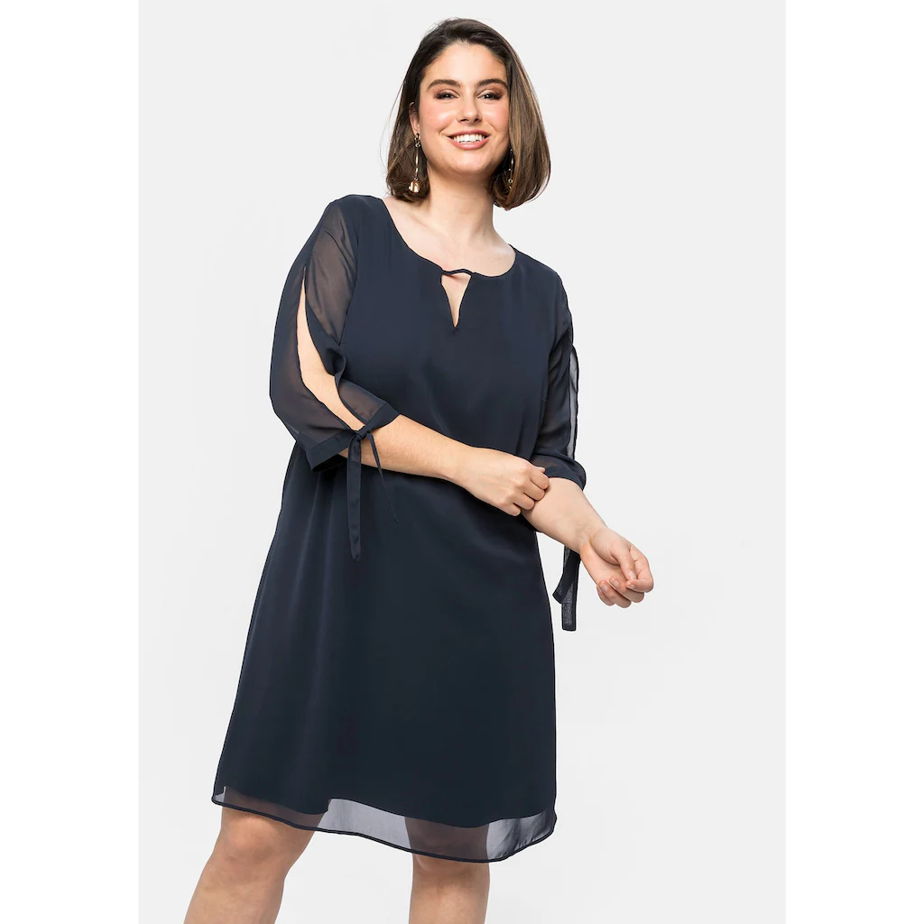 Sheego Chiffonkleid »Große Größen« Im Lagenlook Mit Geschlitztem Ärmel