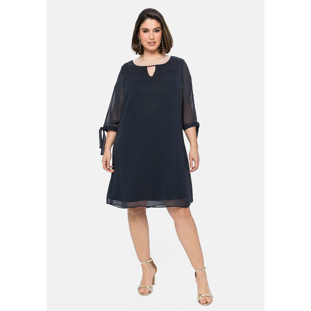 Sheego Chiffonkleid »Große Größen« im Lagenlook mit geschlitztem Ärmel