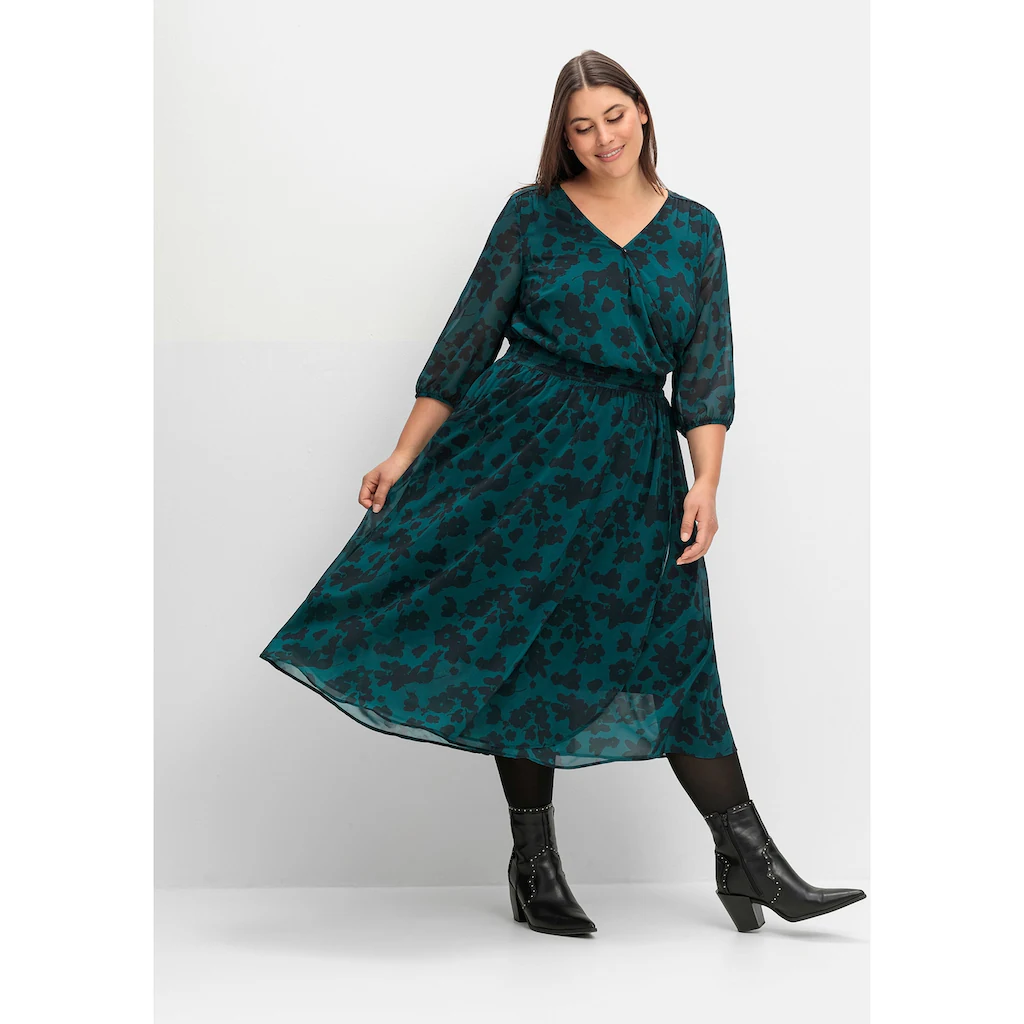 Sheego Chiffonkleid »Große Größen« In Wickeloptik Mit Alloverprint