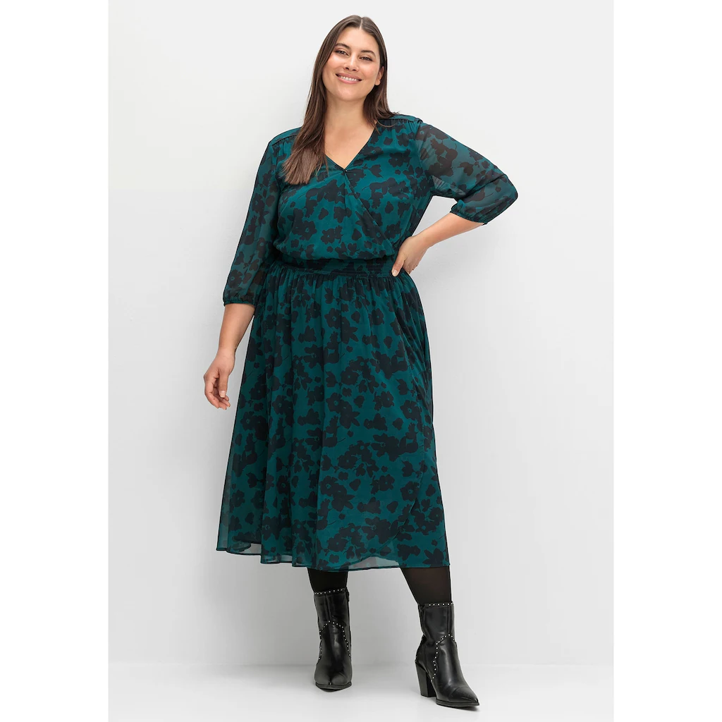 Sheego Chiffonkleid »Große Größen« in Wickeloptik mit Alloverprint