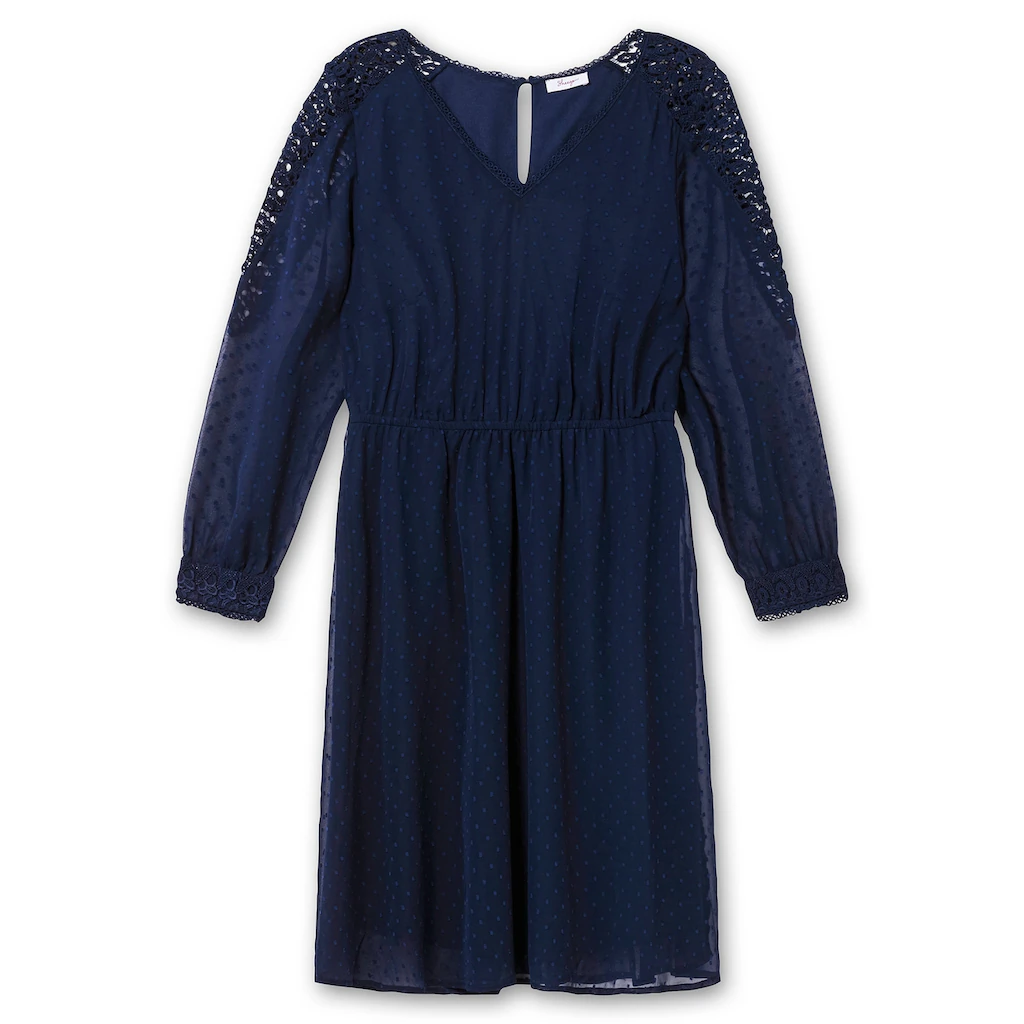 Sheego Cocktailkleid »Große Größen« Aus Dobby-Chiffon Mit Spitze Am Ärmel