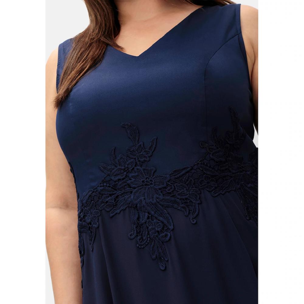 Sheego Cocktailkleid »Große Größen« Im Materialmix Mit Floraler Spitze