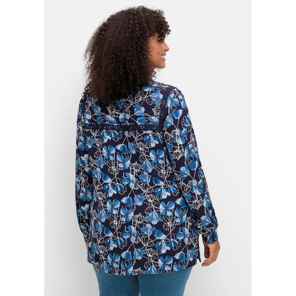 Sheego Druckbluse »Große Größen« Mit Blütenprint Und Spitzenborte