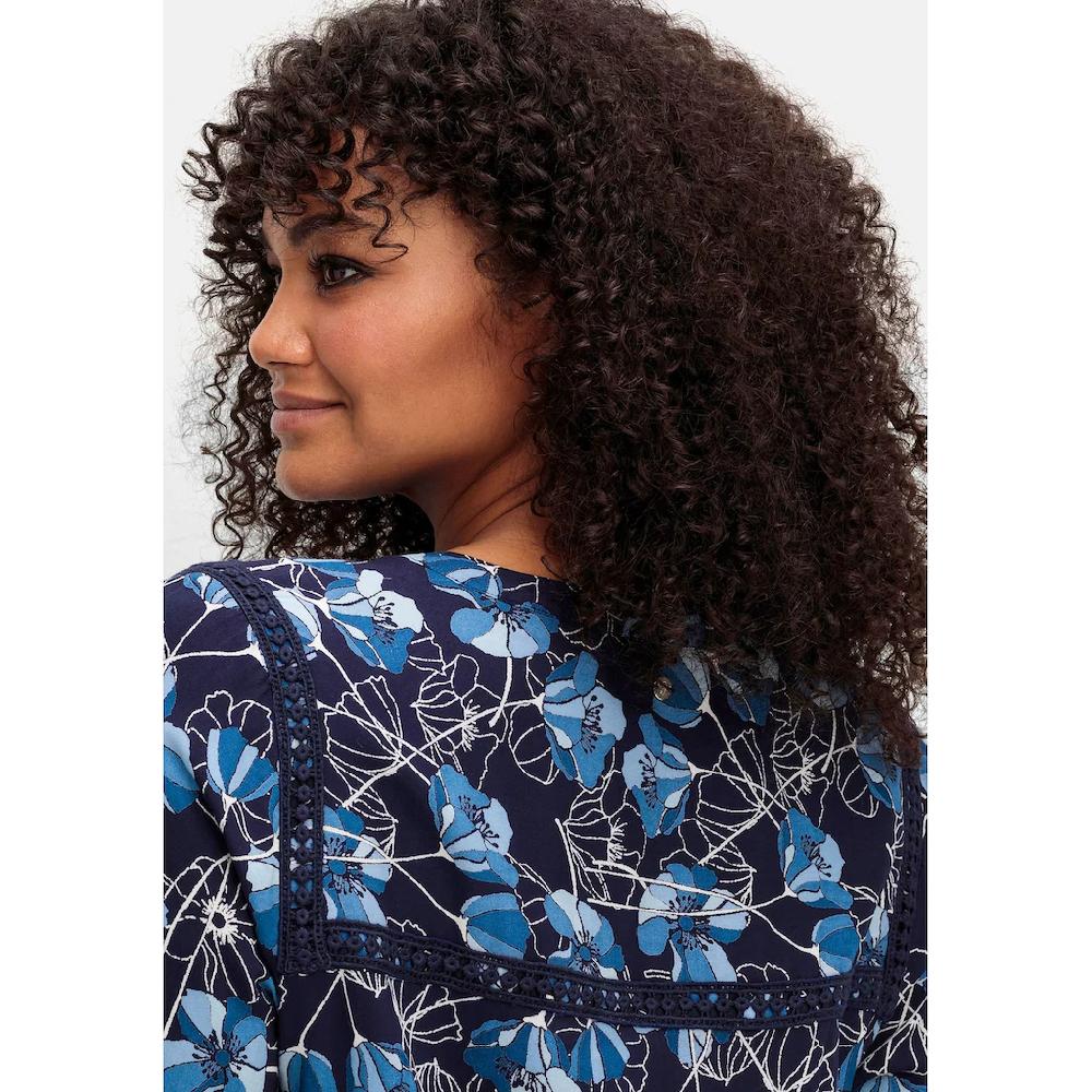 Sheego Druckbluse »Große Größen« Mit Blütenprint Und Spitzenborte