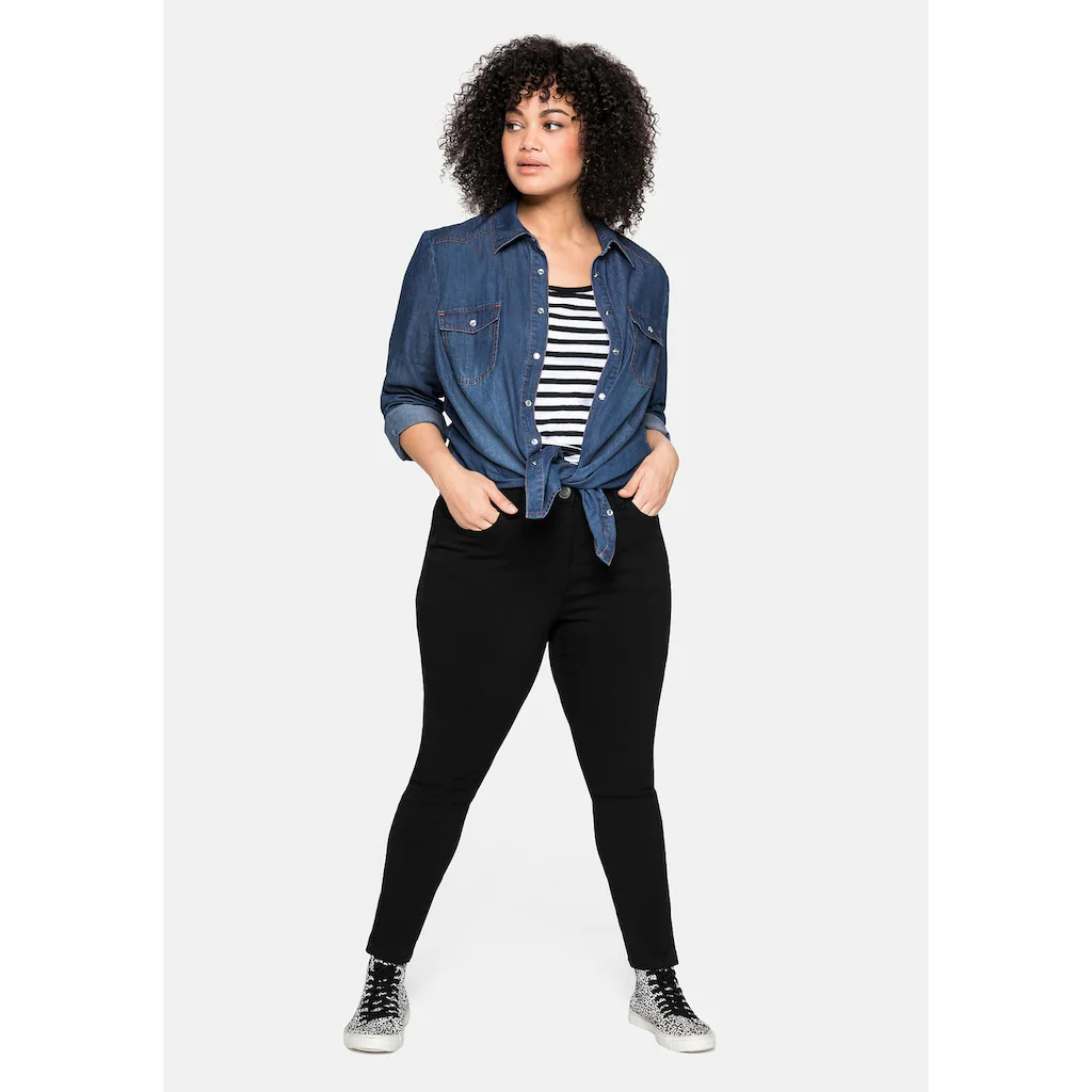 Sheego Jeansbluse »Große Größen« Mit Knopfleiste Und Brusttaschen