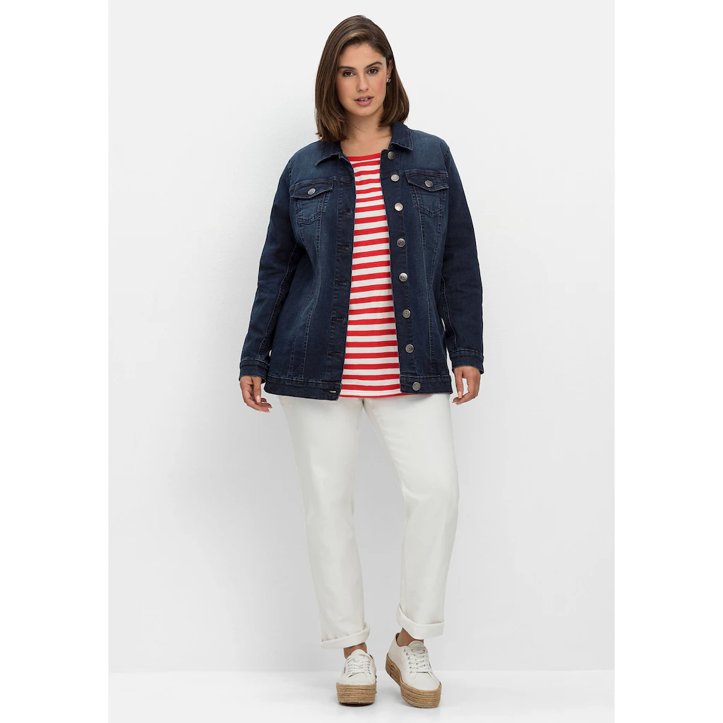 Sheego Jeansjacke »Große Größen« Ohne Kapuze In Längerer Taillierter Form