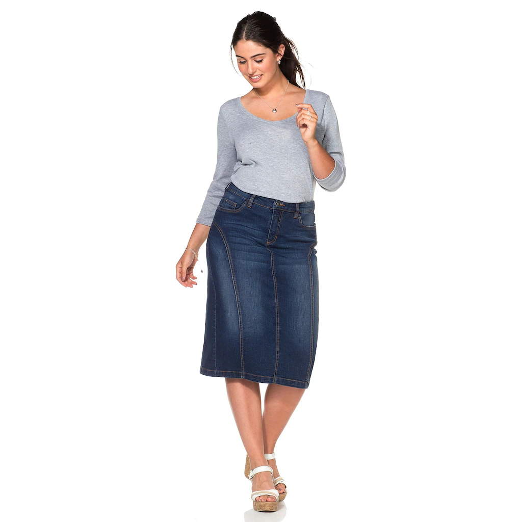 Sheego Jeansrock »Große Größen« Used Effekte jedes Teil ein Unikat