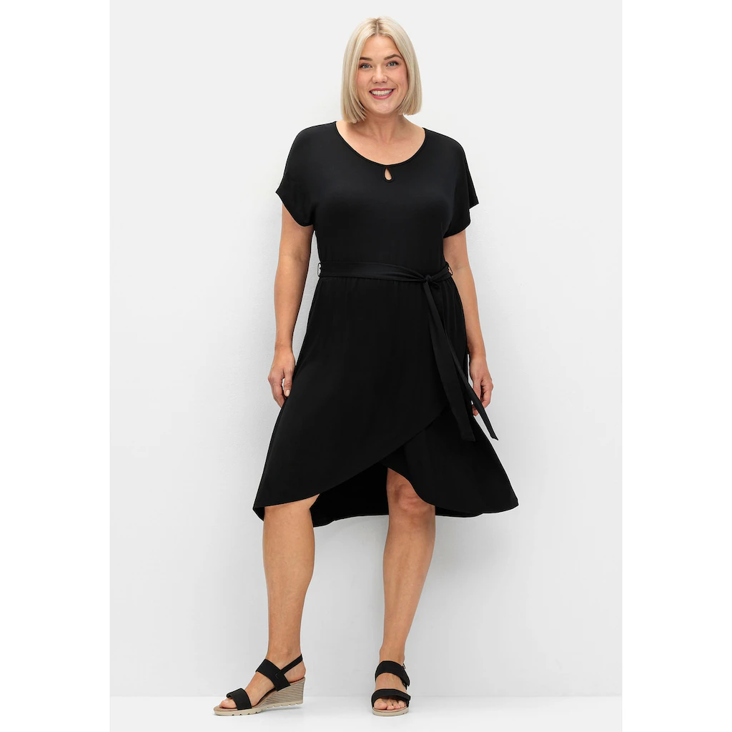 Sheego Jerseykleid »Große Größen« in Wickeloptik mit Taillen-Bindeband